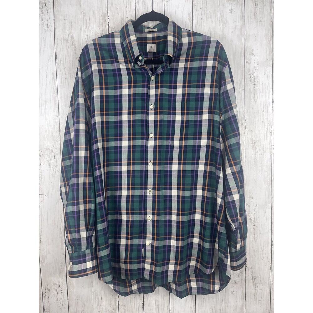 Peter Millar‎ Shirt Mens Large Green Plaid Button Down Preppy Business Academia